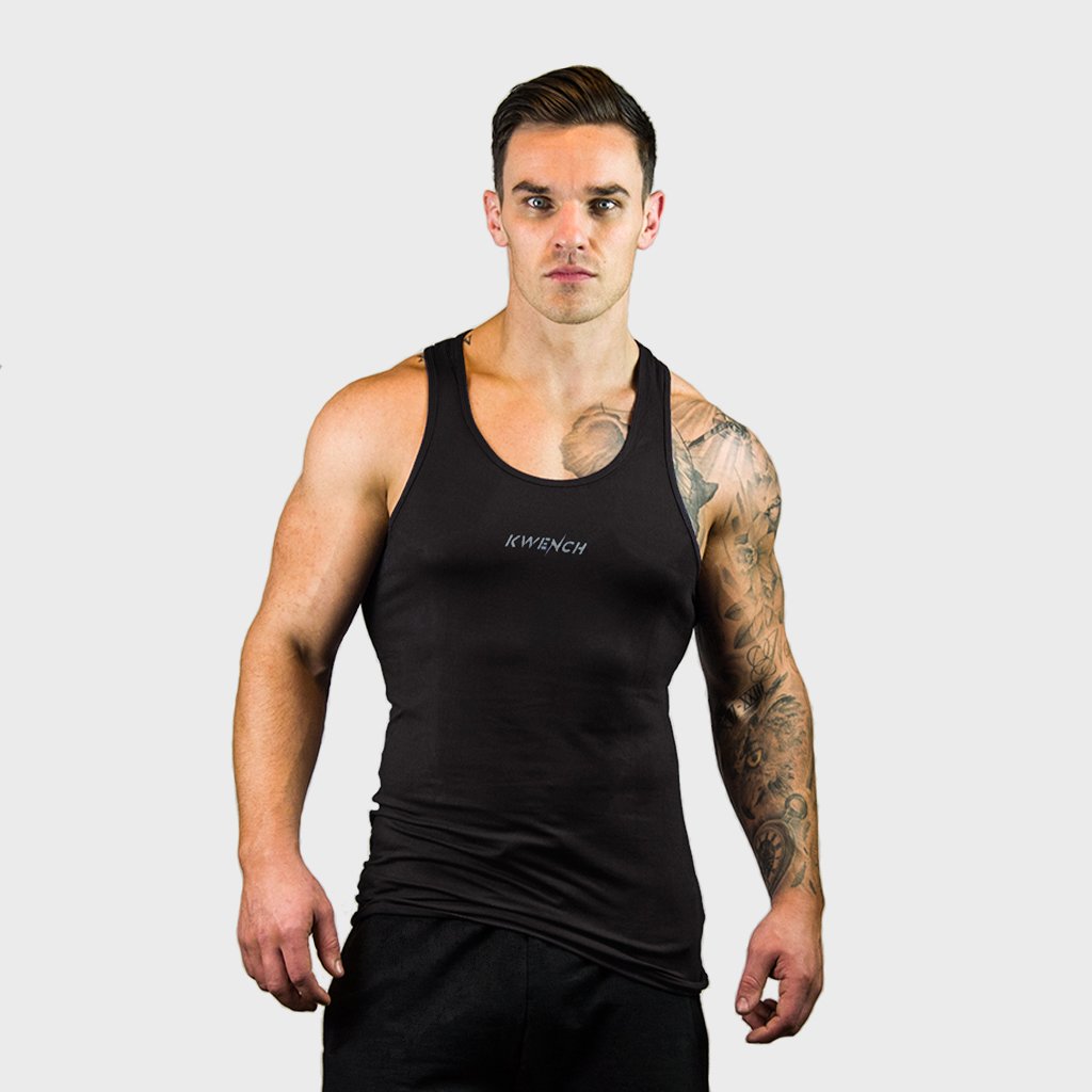 Kwench Mens Gym Vest Tank Stringer Hunk black