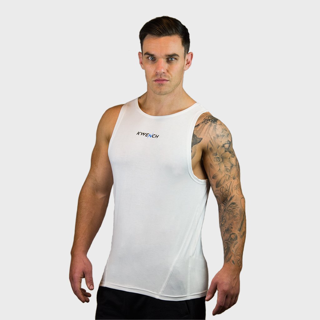 Kwench Mens Gym Vest Tank Stringer Hunk White