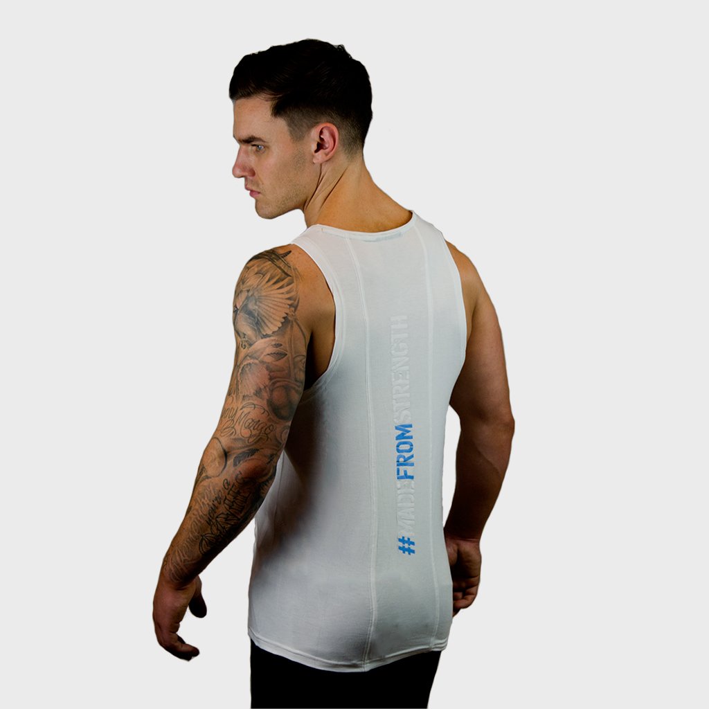 Kwench Mens Gym Vest Tank Stringer Hunk White