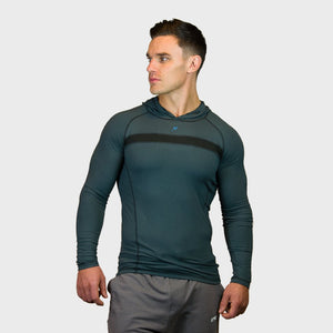 Kwench Crux Mens long sleeve moisture wicking Tshirt with hood Thumbnails-1