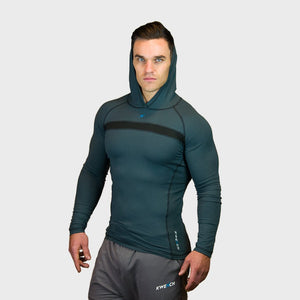 Kwench Crux Mens long sleeve moisture wicking Tshirt with hood Thumbnails-3