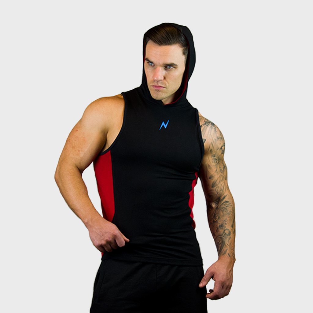 Kwench Mens Gym workout Fitness Sleeveless hoodie